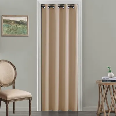 Schiebetürvorhang, wasserdicht, isolierend, 107x212 cm, beige