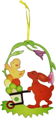 Produktbild von HAAC 2 Deko Kranz Türkranz Frühling Ostern mit Ostereier Hase Huhn Glittern 15cm