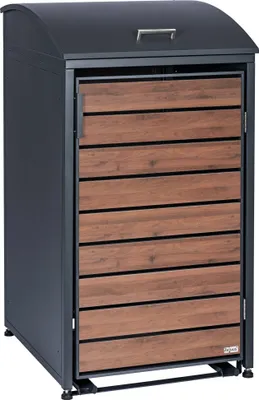 Produktbild von Zelsius Mülltonnenbox mit abgerundetem Deckel für eine 120 - 240 Liter Mülltonne, Walnuss, RAL7016