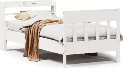 Image de vidaXL Lit en pin massif sans matelas blanc 90x200 cm