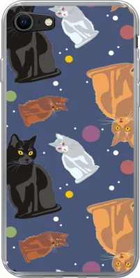 Produktbild von MuchoWow® Handyhülle Schutzhülle Hülle für Telefoonhoesje iPhone SE 2020 Muster - Katze - Weltraum - Jungen - Mädchen - Kinder - Kinder Silikon Softcase Handy Hülle - Kartenbesitzer