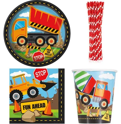 Produktbild von Baustellen Kindergeburtstag Deko Partyset für 16 Kinder