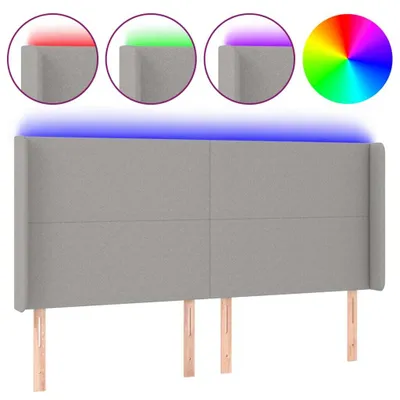 Produktbild von vidaXL LED Kopfteil Hellgrau 203x16x118/128 cm Stoff