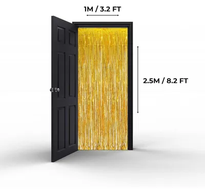Produktbild von Lametta Vorhänge Gold 1x2,5m 2 Stück Glitzervorhang Folienfransen Deko Party