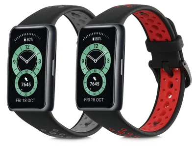 Produktbild von kwmobile 2x Uhrenarmband für Huawei Band 6 & 6 Pro / Honor Band 7 & 6 Armband - Fitnesstracker Band Set aus TPU Silikon - Ersatzarmband Smartwatch -