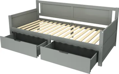 Immagine prodotto di okwish Daybed 90x200cm con due vani portaoggetti e griglia, Letto per bambini in legno, (senza materasso) - Grigio