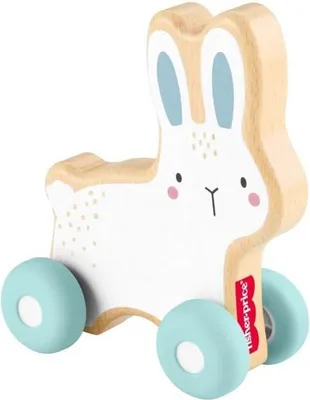 Produktbild von Holz Schiebe-Hase, Lernspielzeug, Feinmotorik, Silikon Schwanz, 12+ Monate, Fisher Price