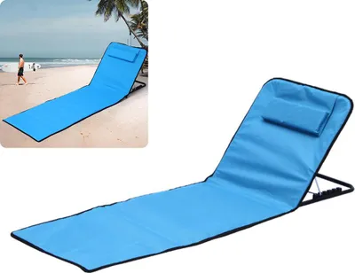 Produktbild von Faltbare Strandliege für Erwachsene,5 fach verstellbarer Gartenstuhl mit Kissen, Tragbare Campingliege, Sonnenliege,Campingstuhl für Strand und Garten
