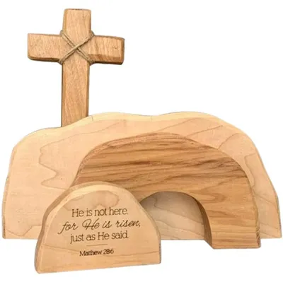 Osterauferstehung-Szene Holz-Deko-Set, 18x11x3,5 cm, 1 Stück
