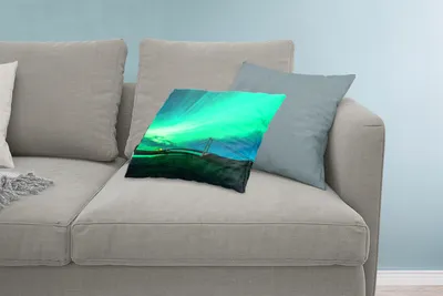 Produktbild von MuchoWow® Zierkissen Sofakissen Wohnzimmer Dekokissen 60x40 cm Nordlichter - Brücke - Island - Kopfkissen - Polster mit Foto