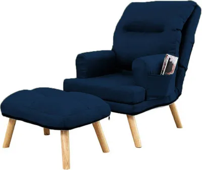 Image de Fauteuil relax, fauteuil de détente "Memo" avec repose-pieds. Dossier réglable sur 5 positions. Couleur : Monolith 77 – bleu foncé