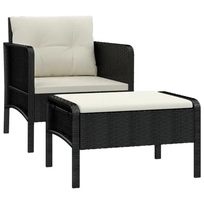 Obrázek produktu pro vidaXL 2dílná zahradní lehátková souprava s polštáři Black Poly Rattan