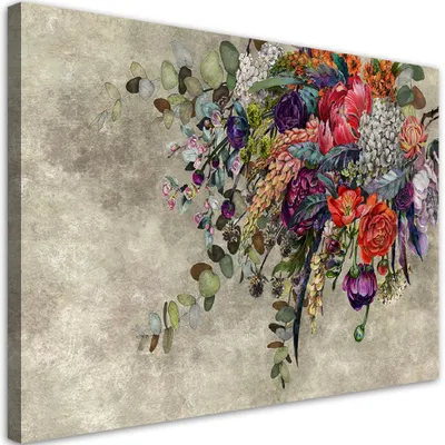 Produktbild von Leinwandbild Blumenstrauß 120x80 Feeby Beige bild für die wand bereit zum aufhängen