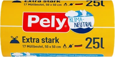 Zdjęcie produktu dla Pely, Worki na śmieci ze sznurkiem 25l, 17 sztuk (PRODUKT Z NIEMIEC)