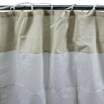 Zdjęcie produktu dla Biała i naturalna bawełniana zasłona wiązana 150x250