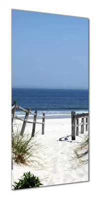 Produktbild von Wallario selbstklebende Duschrückwand 90 x 180 cm mit Motiv Blick auf Strand - Wandverkleidung mit Hochglanzlaminat in Glasoptik