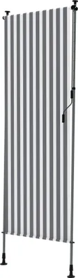 Produktbild von YRHome Vertikalmarkise 100 × 310 cm Markise Balkon Terrasse Garten Sonnenschutz Sichtschutz Teleskop Klemmmarkise Grau-Weiß gestreift
