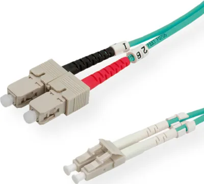 Produktbild von ROLINE LWL-Kabel 50/125µm OM3, LC/SC, türkis, 2 m