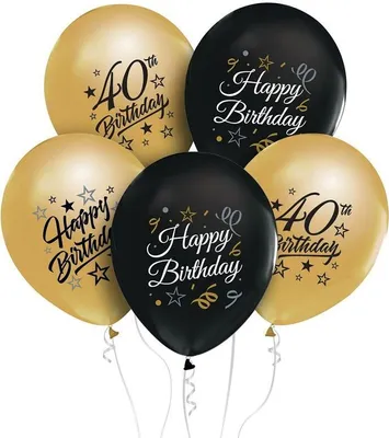 Produktbild von 40. Geburtstag schwarz gold silber 5 Luftballons