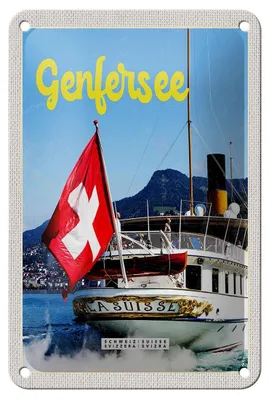 Produktbild von Blechschild Reise 12x18cm Genfersee Schweiz Lasuisse Schiffstour Schild