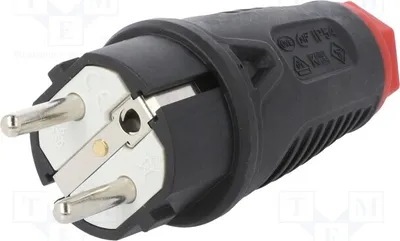 Image de 1 connecteur : pour l'alimentation secteur, prise mâle 2P PE 0521-SR, monophasé
