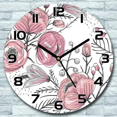 Produktbild von Wanduhr aus Glas Rund fi 30 Pastell Rosen Kunst Quarz Deko Schlafzimmer Büro