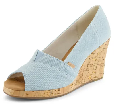 Immagine prodotto di Espadrillas classiche TOMS da donna, con zeppa, color pastello azzurro, taglia 42 EU