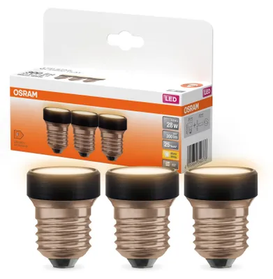 Productafbeelding van 3x LED-lamp met reflector, E27-fitting, 3,5W = 28W, 300lm, 2700K (warm wit), 100°, dimbaar, FLAT LAMP, Osram