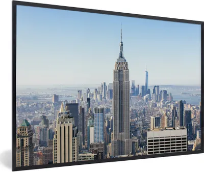 Produktbild von MuchoWow® Gerahmtes Poster Skyline von New York mit dem Empire State Building 30x20 cm - Poster mit Schwarzem Bilderrahmen Wandposter Rahmen Foto Bilder - Kunstdruck - Bild-Poster