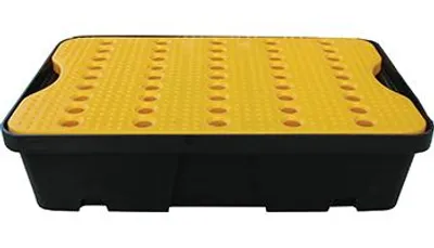 Immagine prodotto di Pallet / vasca di raccolta per banco da lavoro 30 l, griglia antiscivolo in polietilene al 100%, riciclabile al 100%. Superficie griglia