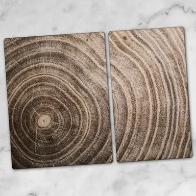 Produktbild von Glas-Herdabdeckplatten Glaskeramikkochfeld-Abdeckung Spritzschutz Glas 70x52 Holz Stamm