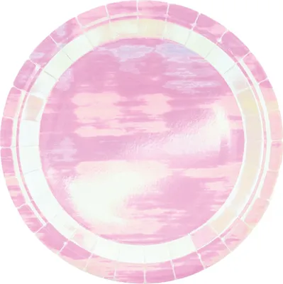 Produktbild von 6 runde Pappteller irisierend, rosa, 23cm