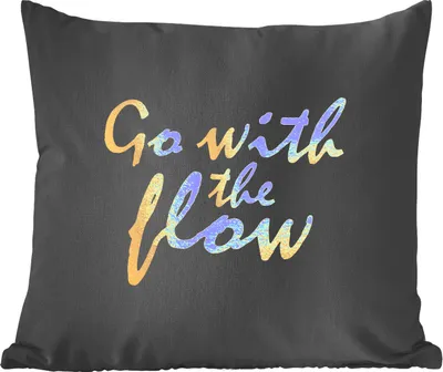 Produktbild von MuchoWow® Zierkissen Sofakissen Wohnzimmer Dekokissen 60x60 cm Zitate - Entspannen - Gold - Schwarz - Sitzfläche - Foto Polster