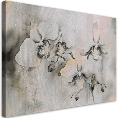 Produktbild von Leinwandbild Blühende Orchideen Abstraktion 60x40 Feeby Beige bild für die wand bereit zum aufhängen