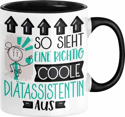 Produktbild von Diätassistentin Geschenk Tasse Geschenkidee für Diätassistentin Geburtstag Weihnachten Spruch So Sieht Eine Richtig Coole Diätassistentin Aus Kaffee-Becher  (Schwarz)