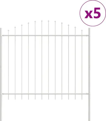 Zdjęcie produktu dla vidaXL Ogrodzenie ogrodowe 5 szt. Białe 170 x 190 cm Stal malowana proszkowo