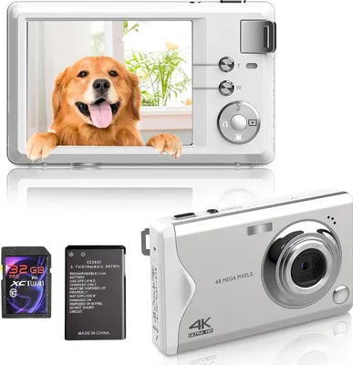 Produktbild von Fine Life Pro Kompaktný digitálny fotoaparát, 4K HD 1080P 48MP s 32GB SD kartou, 16x digitálny zoom, elektronický stabilizátor obrazu, Biely