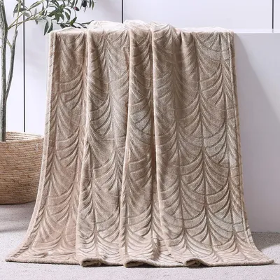 Immagine prodotto di Coperta in pile con motivo a foglie, 150 x 200 cm, calda coperta in flanella per divano e letto