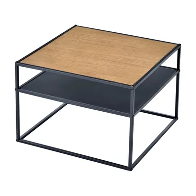 Immagine prodotto di Tavolino In And OutdoorMatch Stefanie - 40x55x55 cm - Colori legno e nero - Metallo e truciolato - Design moderno