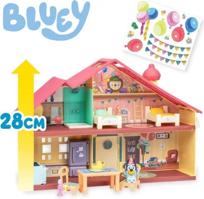 Produktbild von Bluey Geburtstagshaus Spielset, mit 1 Bluey Figur, 13 Zubehörteilen, ab 3 Jahren