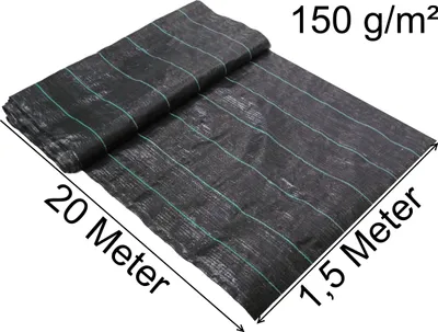 Produktbild von 30m² Unkrautvlies Unkrautgewebe Bändchengewebe Mulchvlies Mulchgewebe schwarz 1,5m  x 20m