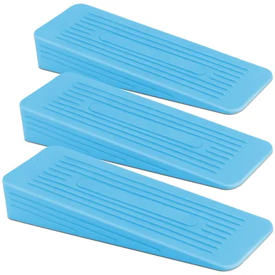Produktbild von Türstopper, rutschfest, strapazierfähig und abriebfest, aus Gummi, ideal für alle Bodenarten, blau, 3 Stück
