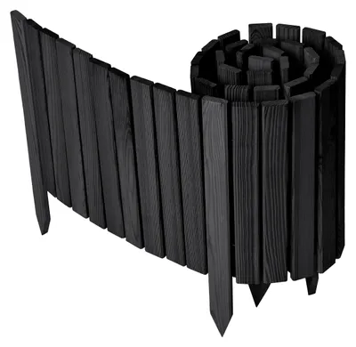 Produktbild von Garronda Beeteinfassung Holz Rollzaun Gartenzaun imprägniert Flexibler Rollborder Rasenkante Länge: 200 cm (Graphite, Höhe: 40 cm)