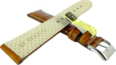 Produktbild von Herzog Kroko-Sport > Uhrenarmband 22mm > gepolstert Krokoleder braun , Schließe:Silbern