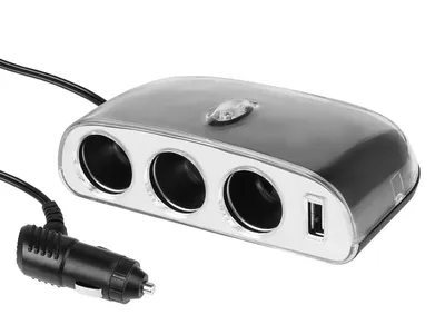 Immagine prodotto di Sdoppiatore accendisigari triplo 12/24V con USB 1000 mA