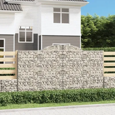Image de The Living Store Gabion avec arc surélevé 300x30x160/180 cm Fer galvanisé