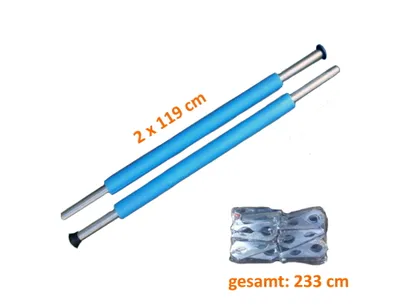 Produktbild von walexo Trampolin Stangen-Set mit Schaumstoffüberzügen und Schutzkappen – feuerverzinkte stabile Trampolinstangen in 222 cm ( 8 x Stangen-Set )