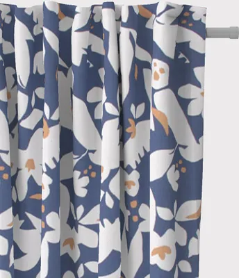 Produktbild von SCHÖNER LEBEN. Vorhang Ewazi Blätter Blumen abstrakt blau ecru 245cm Aufhängung Smok-Schlaufenband