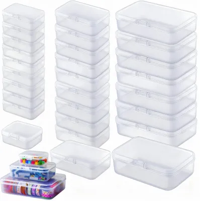 Obrázok produktu pre Sada úložných boxov, 28 kusov, priehľadné, rôzne veľkosti, vhodné na uskladnenie kreatívnych materiálov