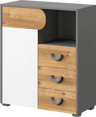 Produktbild von Minio, Kommode "CARINA 6", Nash Eiche / Weiße Farbe / Hellgraphit